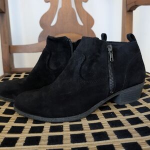 SO Black Suede Ankle Booties with Side Zip